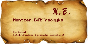 Mentzer Bársonyka névjegykártya